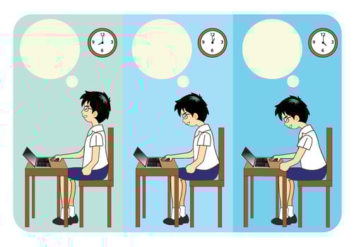 student learning in the classroom vector