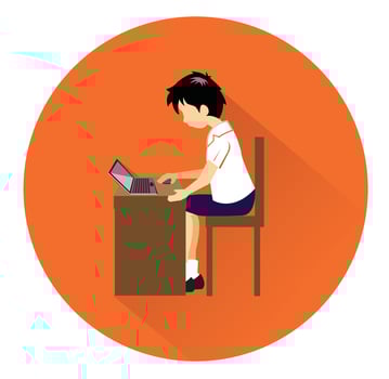 Modern flat student icon with long shadow effect vector