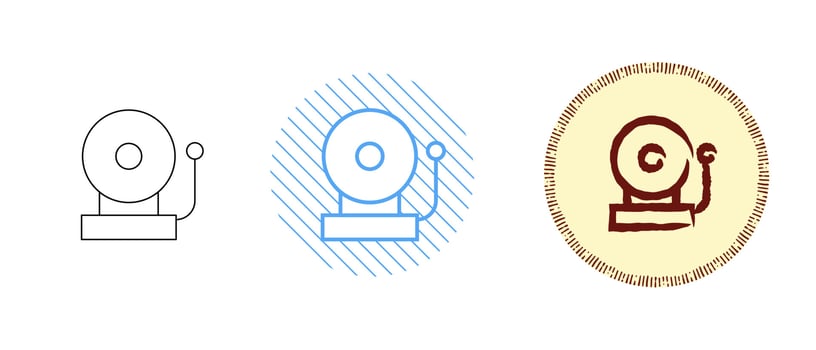 This is a set of contour and color school bell icons vector