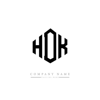 HDK letter logo design with polygon shape. HDK polygon and cube shape logo design. HDK hexagon vector logo template white and black colors. HDK monogram, business and real estate logo.