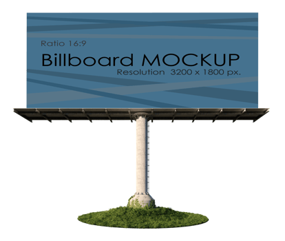 Mockup image of 3d rendering stand alone billboard png