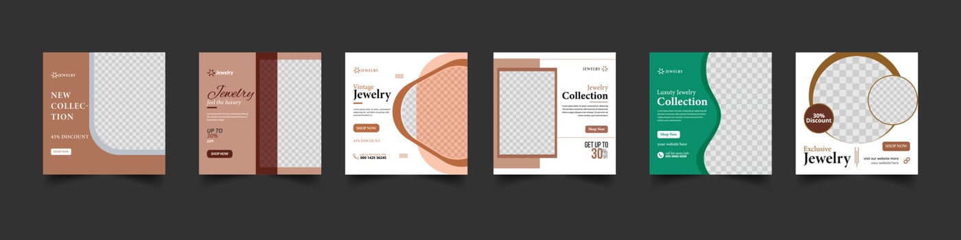 jewelry social media post template vector