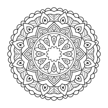 Mandala flower pattern with Arabic ethnic style Indian black and white floral outline art vector