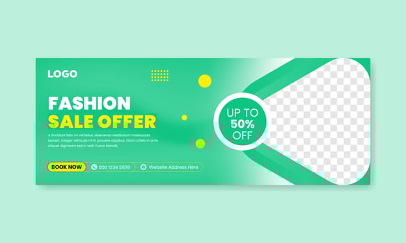 Fashion sale social media facebook cover design banner template, Web banner timeline template. vector