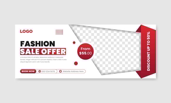 Fashion sale social media facebook cover design banner template, Web banner timeline template. vector