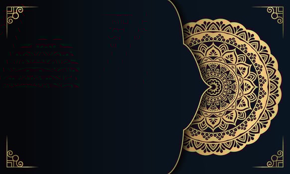 Golden luxury ornamental mandala background design with vintage wedding invitation card pattern vector