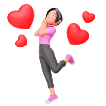 cartoon cute girl in happy mood png