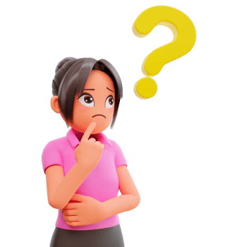 3d render cute girl with question mark png