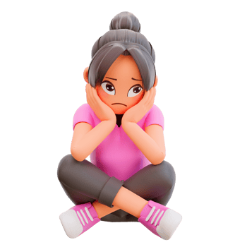 cartoon cute girl in bad mood png