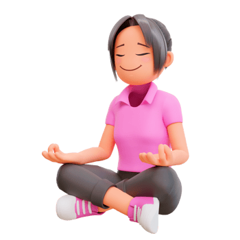 cartoon cute girl sitting in lotus position png