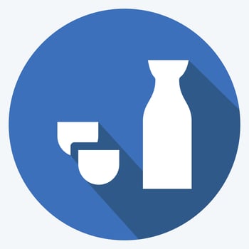Icon Sake. suitable for Japanese symbol. long shadow style. simple design editable. design template vector. simple illustration vector
