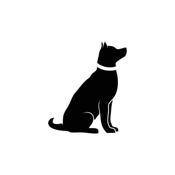 Black and white dog silhouette vector