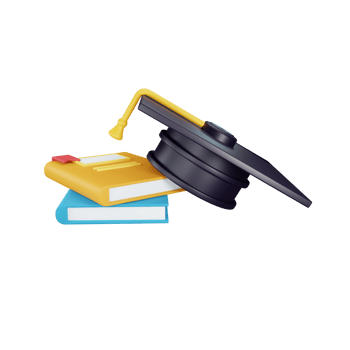 3d rendering education concept with graduation hat and colorful books png