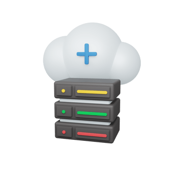 3d rendering hybrid concept with cloud and colorful server. useful for development and web design png