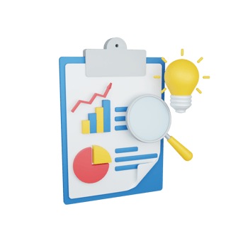 3d rendering results concept with clipboard and colorful report or statement png