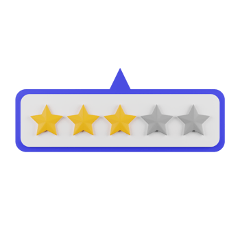3 Star Rating and Review 3d Illustration png