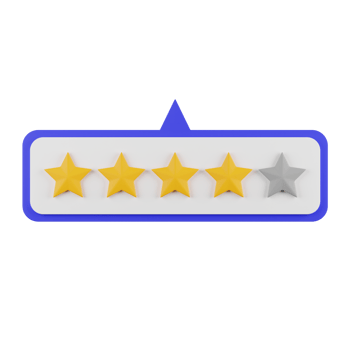 4 Star Rating and Review 3d Illustration png