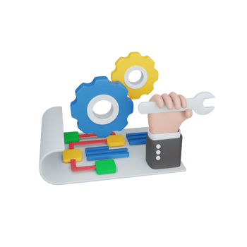 3d rendering plan concept with gear and colorful strategy symbol. useful for web development png