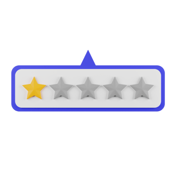 1 Star Rating and Review 3d Illustration png