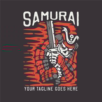 t shirt design samurai with samurai holding katana with brown background vintage illustration vector