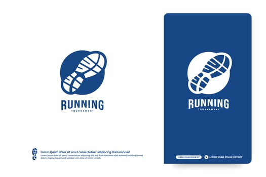 Running club logo template, Marathon tournament emblems design. Sport team identity, E-Sport badge vector illustrations