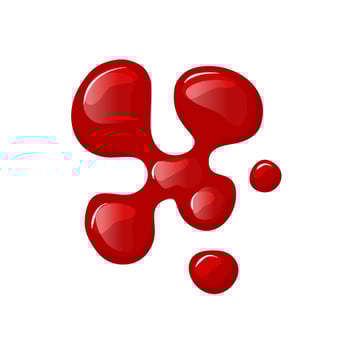 Bloody puddle on a white isolated background. . Red liquid spill. Top view. Wine, red paint. Vector cartoon illustration. Top view