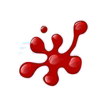 Bloody puddle on a white isolated background. . Red liquid spill. Top view. Wine, red paint. Vector cartoon illustration. Top view