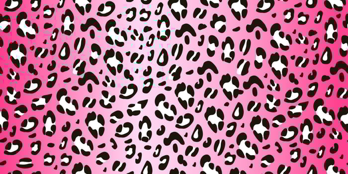 Leopard black and white pattern on pink background seamless pattern. Animalistic hand-drawn background. Vector illustration