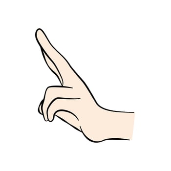 Vector illustration Hands pose element with base skin color. Make a symbolic gesture V sign side facing.