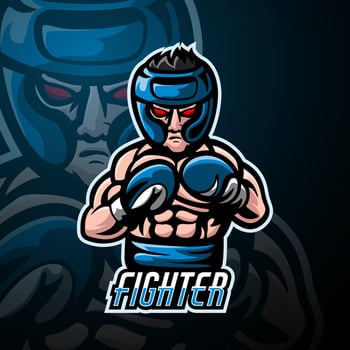 Fighter mascot sport esport logo design vector