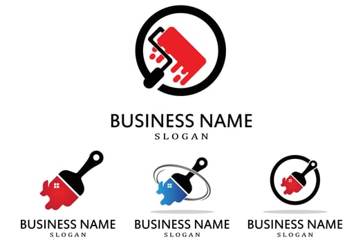 simple colored brush paint symbol vector logo