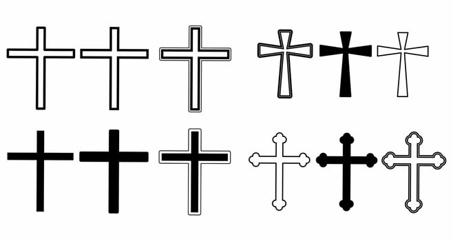 Christian cross set isolated on white background vector