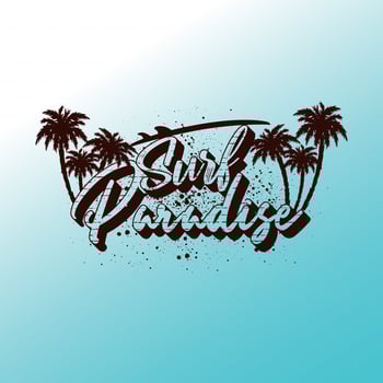Surf Paradise Palm Beach Tropical summer typography Illustration vector