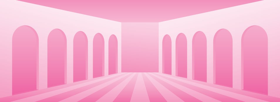 sweet pastel pink wide corridor background scene 3d illustration vector