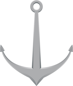 Ship anchor with rope vector illustration png