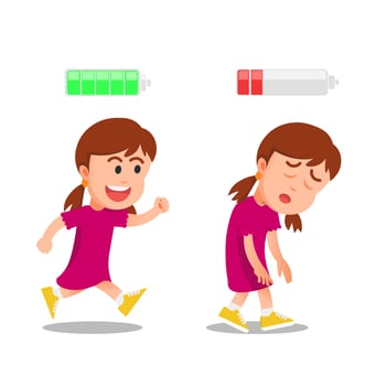 Little girl in a full and weak power mode vector