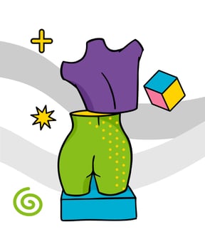 Greek trippy sculpture. Cartoon vector illustration in psychedelic trip style.