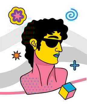 Greek trippy sculpture. Cartoon vector illustration in psychedelic trip style.