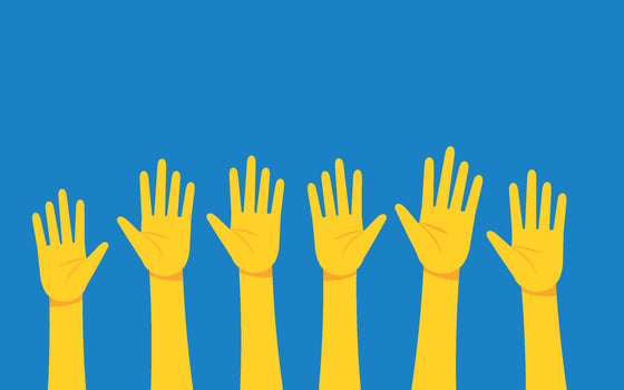 There is no war in Ukraine. The hands of the people support Ukraine. Aggression and military attack. Stop war sign. Vector illustration