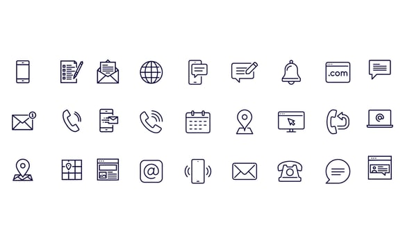 contact us line icons vector design