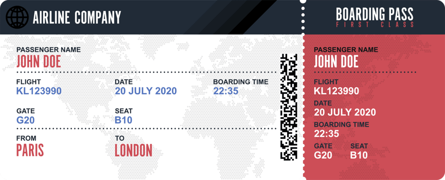 Boarding pass vector illustration isolated on white background png