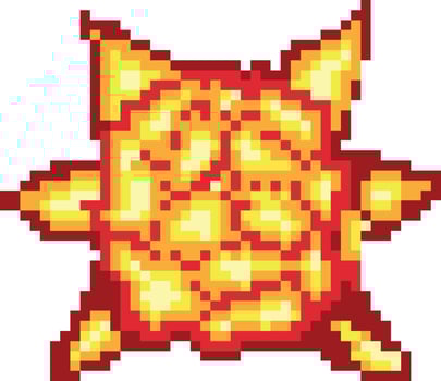 Printexplosion pixel art, Video game explosion animation flame pixel art. vector