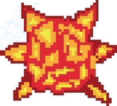 Printexplosion pixel art, Video game explosion animation flame pixel art. vector