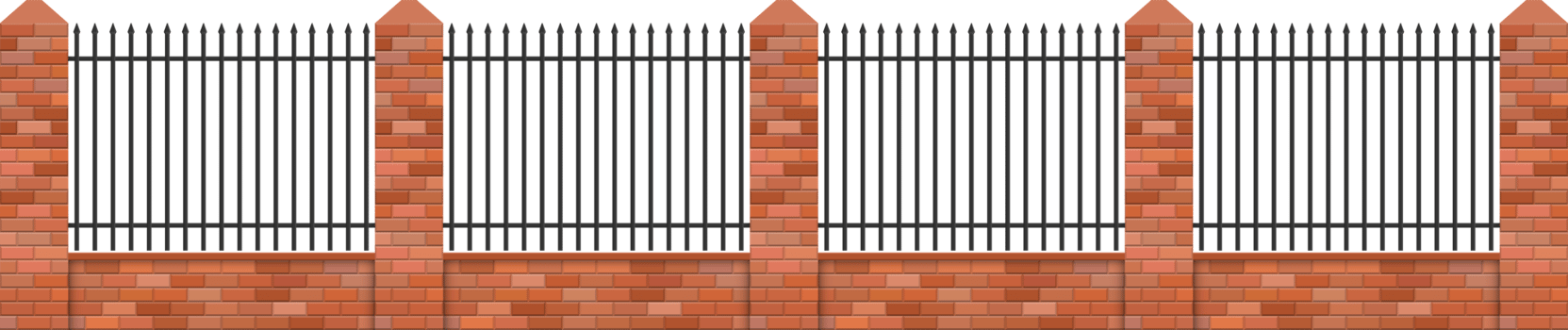 Brick and steel fence vector illustration isolated png