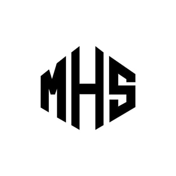 MHS letter logo design with polygon shape. MHS polygon and cube shape logo design. MHS hexagon vector logo template white and black colors. MHS monogram, business and real estate logo.
