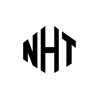 NHT letter logo design with polygon shape. NHT polygon and cube shape logo design. NHT hexagon vector logo template white and black colors. NHT monogram, business and real estate logo.
