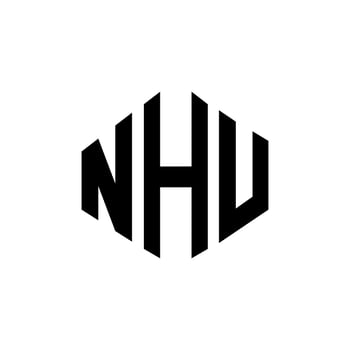 NHU letter logo design with polygon shape. NHU polygon and cube shape logo design. NHU hexagon vector logo template white and black colors. NHU monogram, business and real estate logo.