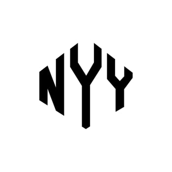 NYY letter logo design with polygon shape. NYY polygon and cube shape logo design. NYY hexagon vector logo template white and black colors. NYY monogram, business and real estate logo.