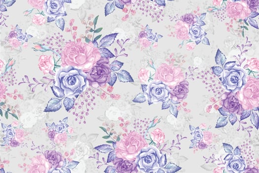 Rose seamless pattern with watercolor.Designed for fabric and wallpaper, vintage style.Hand drawn floral pattern illustration.Blooming flower painting for summer.Botany background. vector