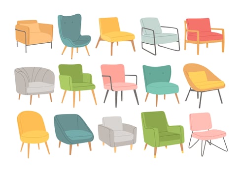 Scandinavian style chairs set flat design vector illustration